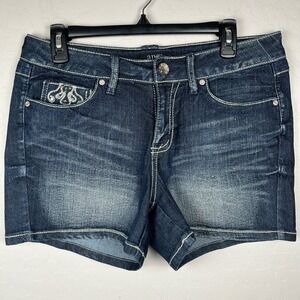 ANA Petite Embellished Denim Shorts Women's Size 12P Dark Wash with Rhinestones